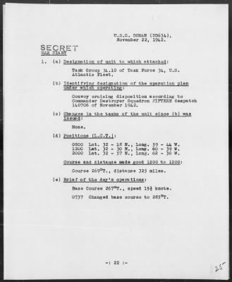 USS DORAN > War Diary, 11/1-30/42