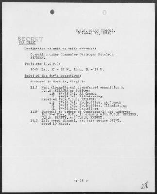 USS DORAN > War Diary, 11/1-30/42