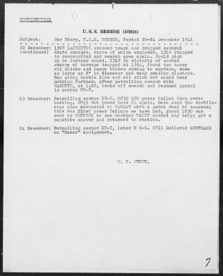 USS BREESE > War Diary, 12/7/41 to 10/31/42