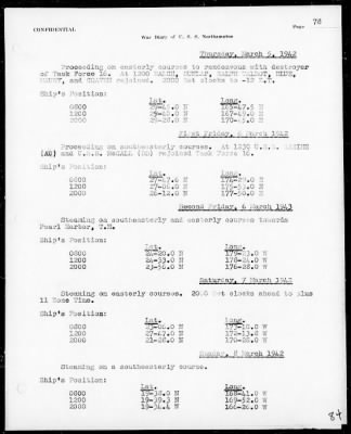 USS NORTHAMPTON > War Diary, 12/7/41 to 3/31/42