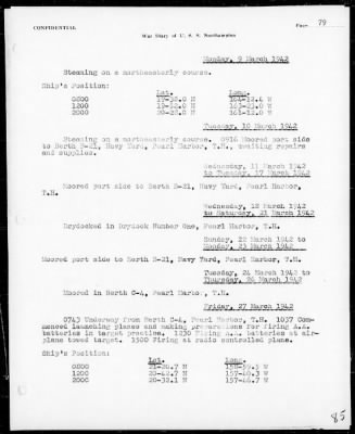 USS NORTHAMPTON > War Diary, 12/7/41 to 3/31/42