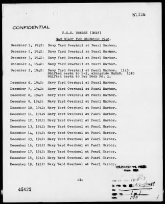 USS BREESE > War Diary, 12/1-31/42