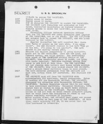 Thumbnail for USS BROOKLYN > Rescue Ops, WAKEFIELD, conducted by BROOKLYN, MAYO, MADISON, NIBLACK, 9/3/42 (Enc A-E) (2 End)