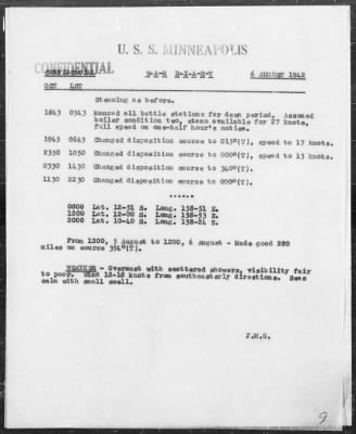 Thumbnail for USS MINNEAPOLIS > War Diary, 8/1-31/42 (Enc A)