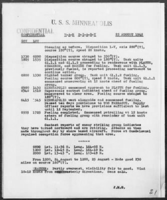 USS MINNEAPOLIS > War Diary, 8/1-31/42 (Enc A)