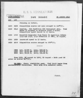 USS MINNEAPOLIS > War Diary, 8/1-31/42 (Enc A)