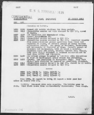 USS MINNEAPOLIS > War Diary, 8/1-31/42 (Enc A)