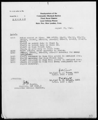 COMISHPAT 3rd ND > War Diary, Montauk Section, 8/1-31/42 (Enc A)