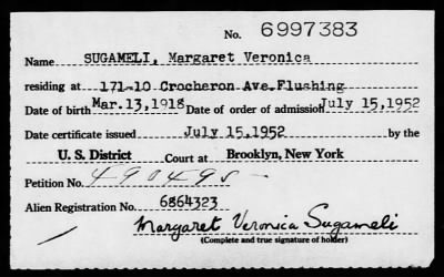 Thumbnail for 1952 > SUGAMELI, Margaret Veronica