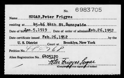 Thumbnail for 1952 > SUGAR, Peter Frigyes