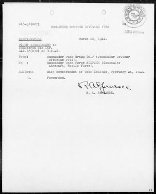 COMTASKFOR 16 > Report on raid on Wake Island, 24 Feb 1942