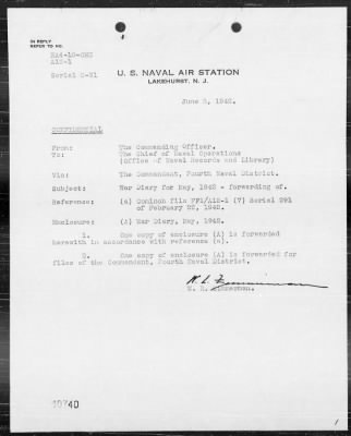 NAS LAKEHURST > War Diary, 5/1-31/42