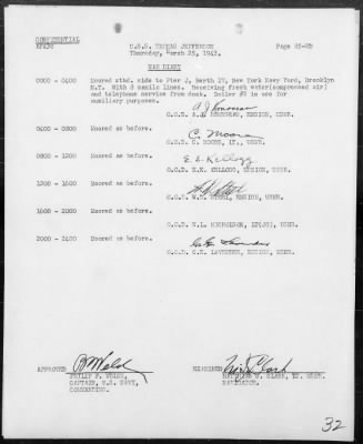 USS THOMAS JEFFERSON > War Diary, 3/1-31/43