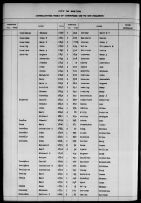 Thumbnail for Boston Vital Records, 1630-1849 > Boston Index Marriages, 1800-1849