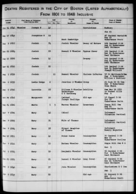 Thumbnail for Boston Vital Records, 1630-1849 > Boston Deaths, 1801-1848