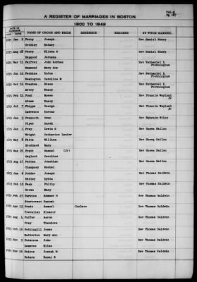 Thumbnail for Boston Vital Records, 1630-1849 > Boston Marriages, 1800-1849