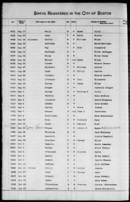 Thumbnail for Boston Births, 1849-1881 > Boston Additions And Corrections To Births, 1881