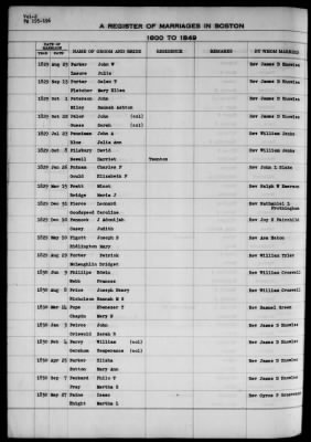 Thumbnail for Boston Vital Records, 1630-1849 > Boston Marriages, 1800-1849