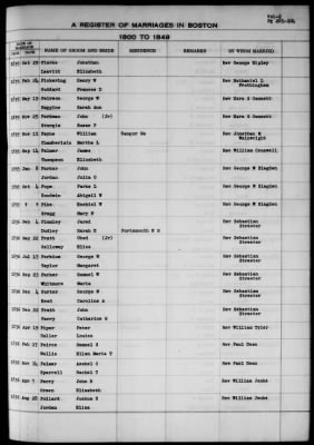 Thumbnail for Boston Vital Records, 1630-1849 > Boston Marriages, 1800-1849