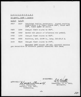 USS SARATOGA > War Diary, 4/1-30/43