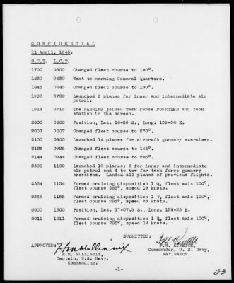 USS SARATOGA > War Diary, 4/1-30/43