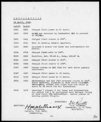 USS SARATOGA > War Diary, 4/1-30/43