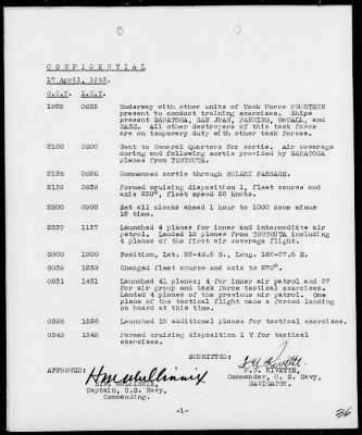 USS SARATOGA > War Diary, 4/1-30/43