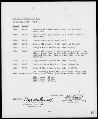 USS SARATOGA > War Diary, 4/1-30/43