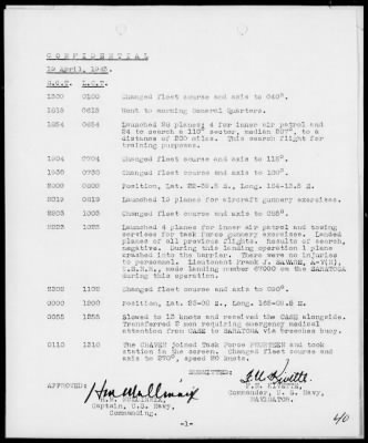 USS SARATOGA > War Diary, 4/1-30/43