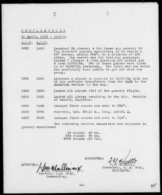 USS SARATOGA > War Diary, 4/1-30/43