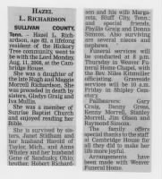 Hazel Richardson Obit