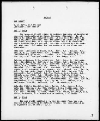 NAS LAKEHURST > War Diary, 5/1-31/43 (Enc A)