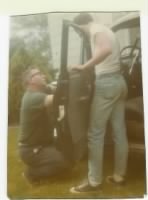 Thumbnail for 1967 John and son Johnny working on 1950 Chevy