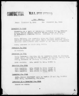 Thumbnail for USS NEW MEXICO > War Diary, 12/7/41 to 3/31/42