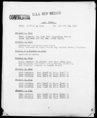 Thumbnail for USS NEW MEXICO > War Diary, 12/7/41 to 3/31/42