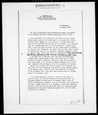 Records Relating to Interrogations of Nazi Financiers > Schmitt (Statement), August 24, 1947