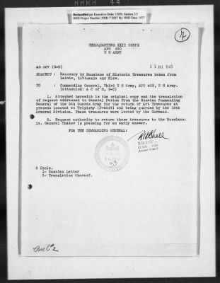 Restitution Claim Records > Restitution Cases: General Correspondence-Russia Claims, 1945