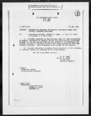 Restitution Claim Records > Restitution Cases: General Correspondence-Russia Claims, 1945