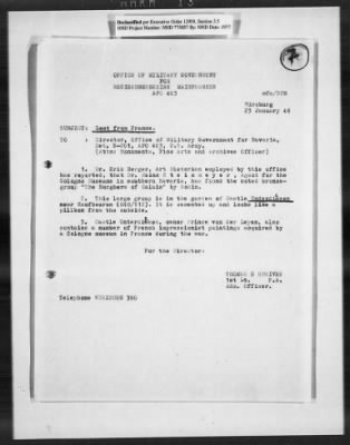 Thumbnail for Restitution Claim Records > Restitution Cases: General Correspondence-France Claims, January 1946-April 1946