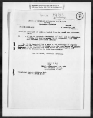 Thumbnail for Restitution Claim Records > Restitution Cases: General Correspondence-France Claims, January 1946-April 1946