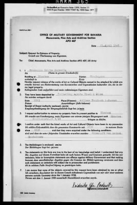 Thumbnail for Records Relating To The Status Of Monuments, Museums, And Archives > Repositories, Correspondence: South Bavaria (Vornbach, 1947)