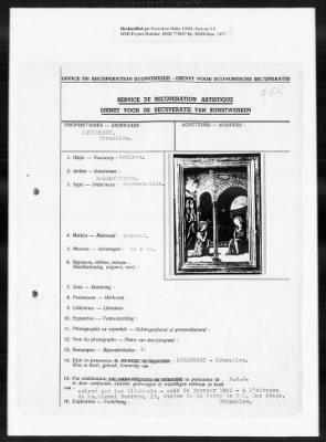 Thumbnail for Restitution Claim Records > Belgium Claims, Organizations And Collections: Lyndhurst- Rubens