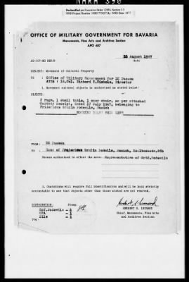 Thumbnail for Records Relating To The Status Of Monuments, Museums, And Archives > Repositories, Correspondence: South Bavaria (Vornbach, 1947)