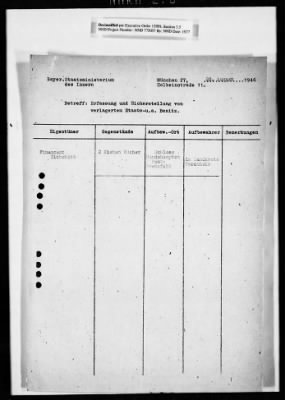 Thumbnail for Records Relating To The Status Of Monuments, Museums, And Archives > Repositories, Correspondence: North Bavaria (Hafenlohr-Irmelshausen)