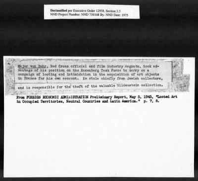 Thumbnail for Card File on Art-Looting Suspects > RECORDS OF THE AMERICAN COMMISSION FOR THE PROTECTION AND SALVAGE OF ARTISTIC AND HISTORIC MONUMENTS IN WAR AREAS (THE ROBERTS COMMISSION), 1943-1946