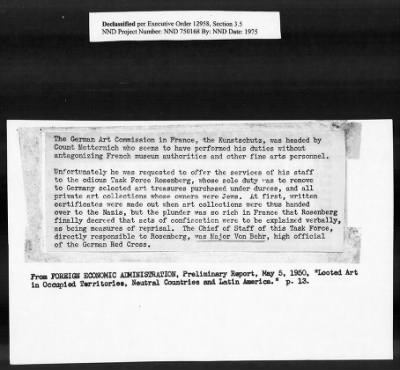 Thumbnail for Card File on Art-Looting Suspects > RECORDS OF THE AMERICAN COMMISSION FOR THE PROTECTION AND SALVAGE OF ARTISTIC AND HISTORIC MONUMENTS IN WAR AREAS (THE ROBERTS COMMISSION), 1943-1946