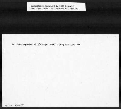 Thumbnail for Card File on Art-Looting Suspects > RECORDS OF THE AMERICAN COMMISSION FOR THE PROTECTION AND SALVAGE OF ARTISTIC AND HISTORIC MONUMENTS IN WAR AREAS (THE ROBERTS COMMISSION), 1943-1946