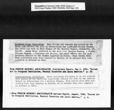 Thumbnail for Card File on Art-Looting Suspects > RECORDS OF THE AMERICAN COMMISSION FOR THE PROTECTION AND SALVAGE OF ARTISTIC AND HISTORIC MONUMENTS IN WAR AREAS (THE ROBERTS COMMISSION), 1943-1946