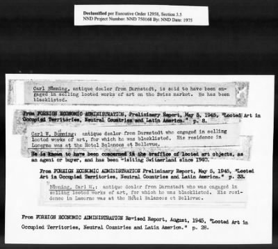 Thumbnail for Card File on Art-Looting Suspects > RECORDS OF THE AMERICAN COMMISSION FOR THE PROTECTION AND SALVAGE OF ARTISTIC AND HISTORIC MONUMENTS IN WAR AREAS (THE ROBERTS COMMISSION), 1943-1946