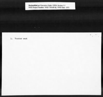 Thumbnail for Card File on Art-Looting Suspects > RECORDS OF THE AMERICAN COMMISSION FOR THE PROTECTION AND SALVAGE OF ARTISTIC AND HISTORIC MONUMENTS IN WAR AREAS (THE ROBERTS COMMISSION), 1943-1946